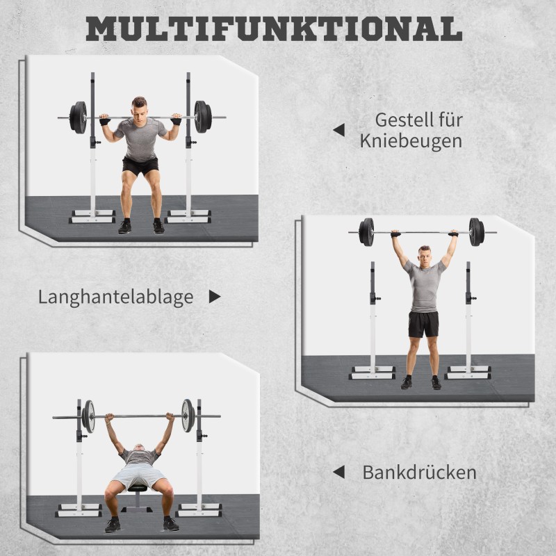Levytankotelineet kotikäyttöön, säädettävä teräs, 2 kpl, 105–160 cm, 150 kg, valkoinen/musta