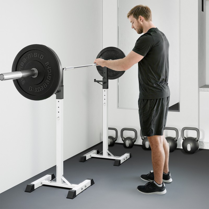 Levytankotelineet kotikäyttöön, säädettävä teräs, 2 kpl, 105–160 cm, 150 kg, valkoinen/musta