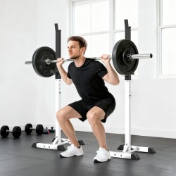 Levytankotelineet kotikäyttöön, säädettävä teräs, 2 kpl, 105–160 cm, 150 kg, valkoinen/musta