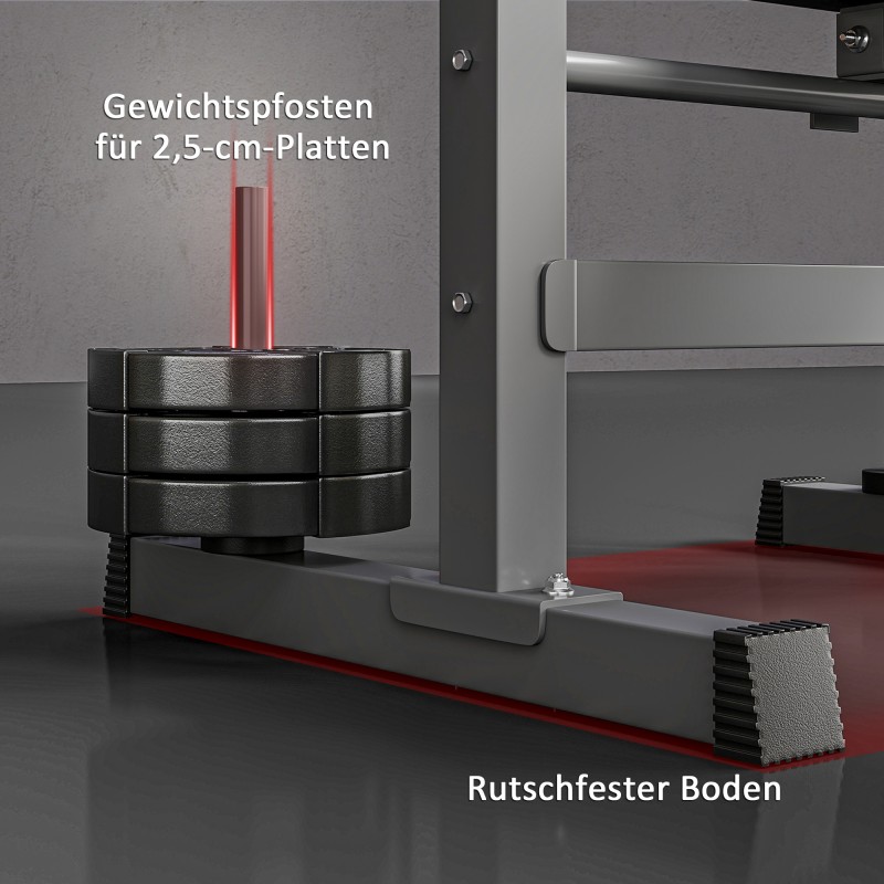 Kuntopenkki ylävartalotreeniin, säädettävä 8-asentoinen, teräsrunko, taittuva, 140 x 73 x 98–122 cm, musta/harmaa