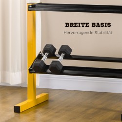 Käsipainoteline 2 tasoa teräs 92,5x50,5x80,5 cm kantavuus 270 kg keltainen/musta