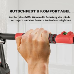 Säädettävä leuanvetotanko oveen 80–110 cm, metallia, kantavuus 225 kg, musta/punainen