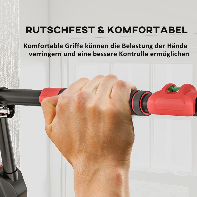 Säädettävä leuanvetotanko oveen 80–110 cm, metallia, kantavuus 225 kg, musta/punainen