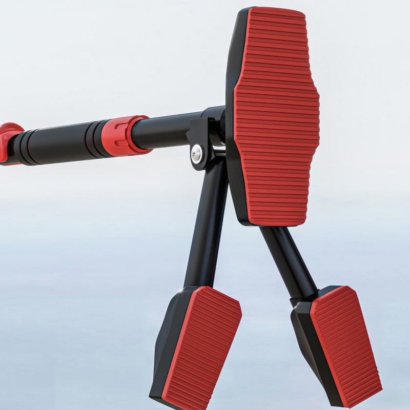 Säädettävä leuanvetotanko oveen 80–110 cm, metallia, kantavuus 225 kg, musta/punainen