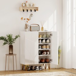 Kenkäkaappi 2-ovinen säädettävillä hyllyillä 72 x 31,5 x 95 cm valkoinen