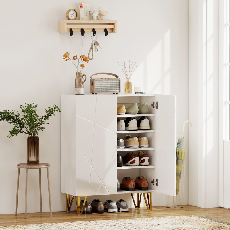 Kenkäkaappi 2-ovinen säädettävillä hyllyillä 72 x 31,5 x 95 cm valkoinen