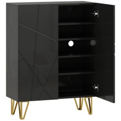 Kenkäkaappi 2 ovinen 5 hyllyä joista 3 säädettävää lastulevy ja teräsjalat 72 x 31 5 x 95 cm musta