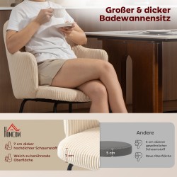 Ruokapöydän tuoli vakosamettia, kulhomallinen istuin, metallijalat, beige