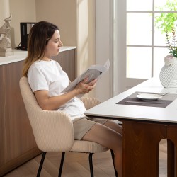 Ruokapöydän tuoli vakosamettia, kulhomallinen istuin, metallijalat, beige