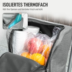 Ostoskärry 3-in-1, 46 l, kylmäosasto, alumiinirunko, taitettava, harmaa