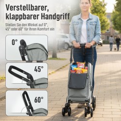 Ostoskärry 3-in-1, 46 l, kylmäosasto, alumiinirunko, taitettava, harmaa