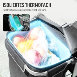 Ostoskärry 3-in-1, kokoontaitettava, kylmäosastolla, 40 l, max 25 kg, musta-hopea