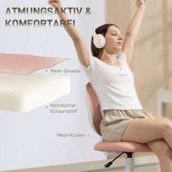 Ergonominen työtuoli ilman käsinojia, verkkokankainen C-selkänoja, säädettävä korkeus, vaaleanpunainen