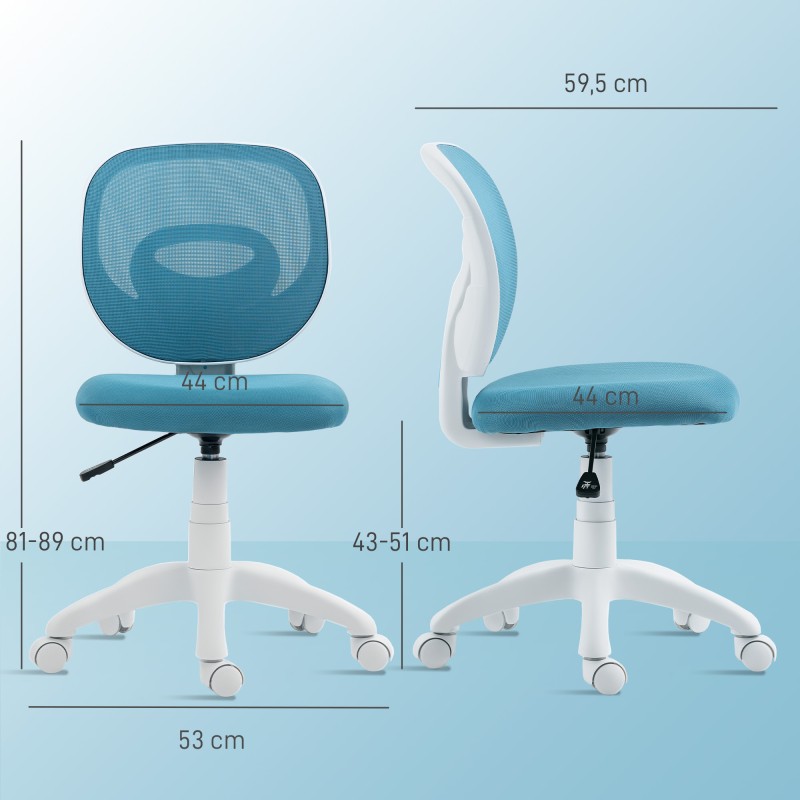 Työtuoli ergonominen C-muotoinen selkätuki verkkokangas säädettävä korkeus sininen