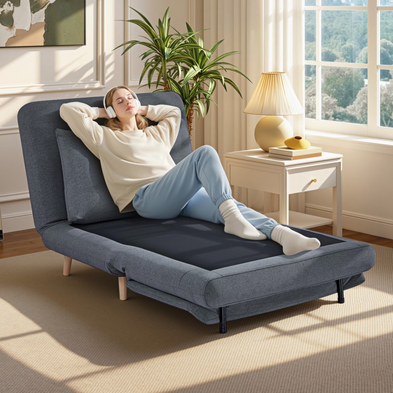 Vuodesohjatuoli 3-in-1, säädettävä selkänoja, pyökki, 191 x 95 cm, harmaa