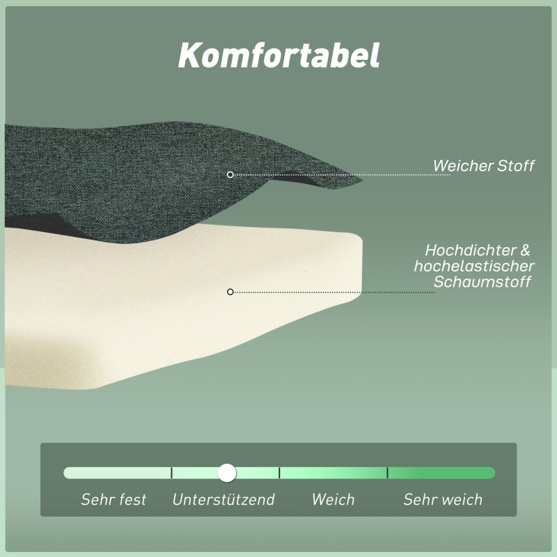 3-in-1 vuodesohvatuoli, säädettävä selkänoja, pyökkijalat, 191x95 cm, tummanvihreä