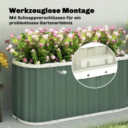 Metallinen korkeakasvatuslaatikko ulkokäyttöön 136 x 53 x 61 cm, vaaleanvihreä