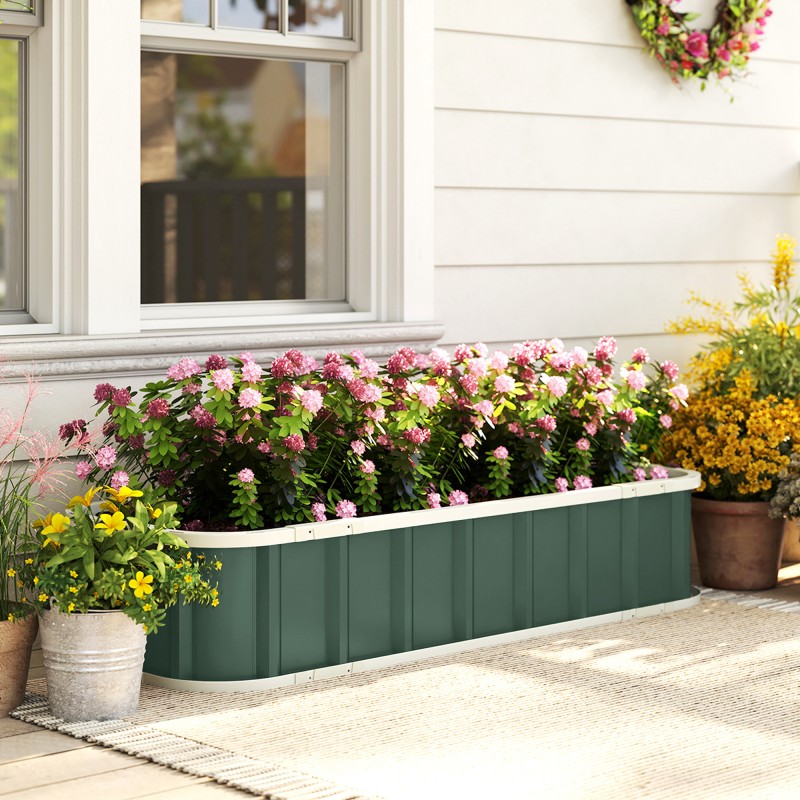 Teräksinen viljelylaatikko ulkokäyttöön 136 x 52 x 31 cm vaaleanvihreä