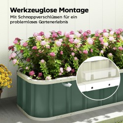 Teräksinen viljelylaatikko ulkokäyttöön 136 x 52 x 31 cm vaaleanvihreä