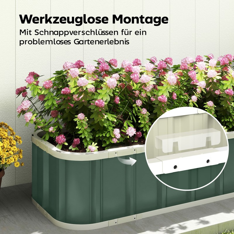 Teräksinen viljelylaatikko ulkokäyttöön 136 x 52 x 31 cm vaaleanvihreä