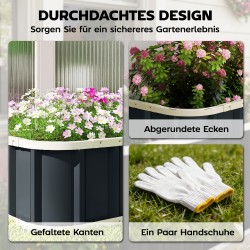 Metallinen viljelylaatikko / parvekeviljelylaatikko, sinkitty teräs, 136 x 52 x 31 cm, tummanharmaa