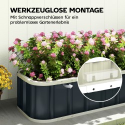 Metallinen viljelylaatikko / parvekeviljelylaatikko, sinkitty teräs, 136 x 52 x 31 cm, tummanharmaa