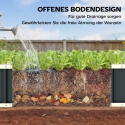 Metallinen viljelylaatikko / parvekeviljelylaatikko, sinkitty teräs, 136 x 52 x 31 cm, tummanharmaa