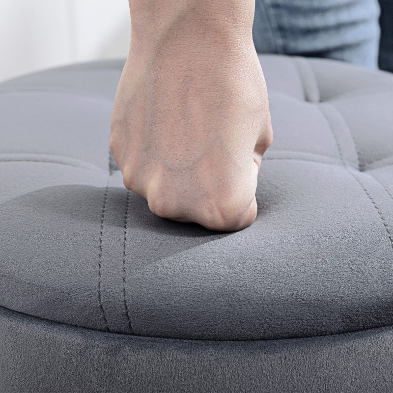 Baarituoli säilytystilalla, kääntyvä ja korkeussäädettävä samettinen keittiöhokkeri 39x39x49–65 cm, harmaa