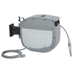 Seinälle asennettava kasteluletkukotelo 30 m automaattinen sisäänkelautuva letkukela 180 kääntyvä harmaa