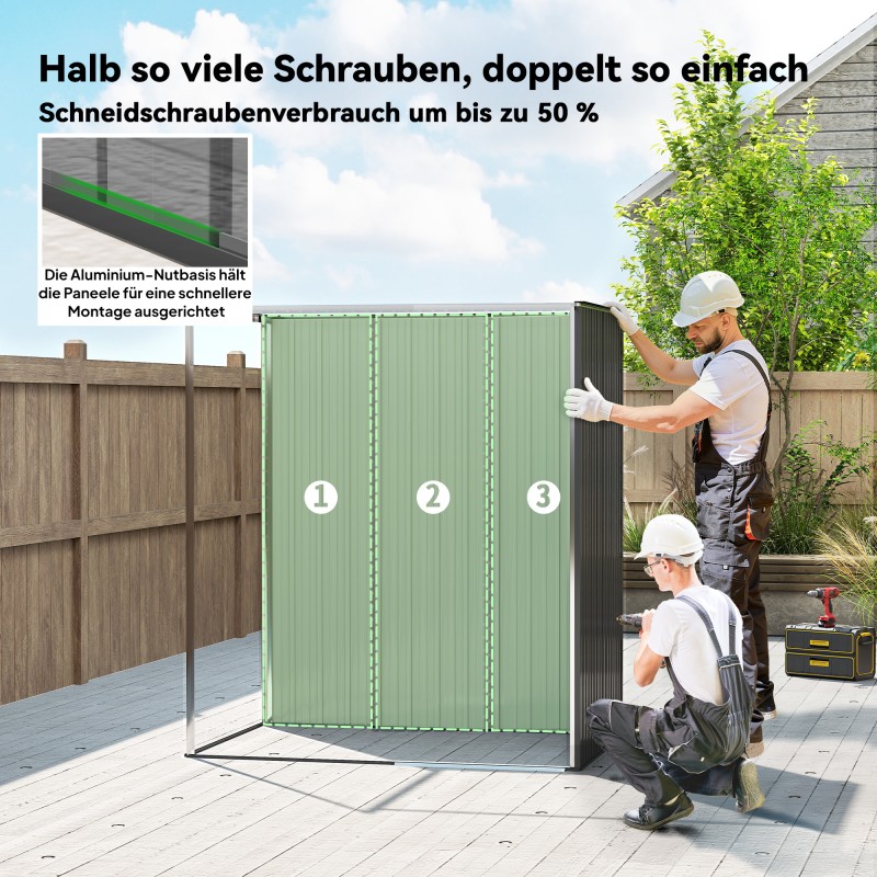 Metallinen pihavarasto 1,37 m² galvanoitu teräs liukuovi tummanharmaa