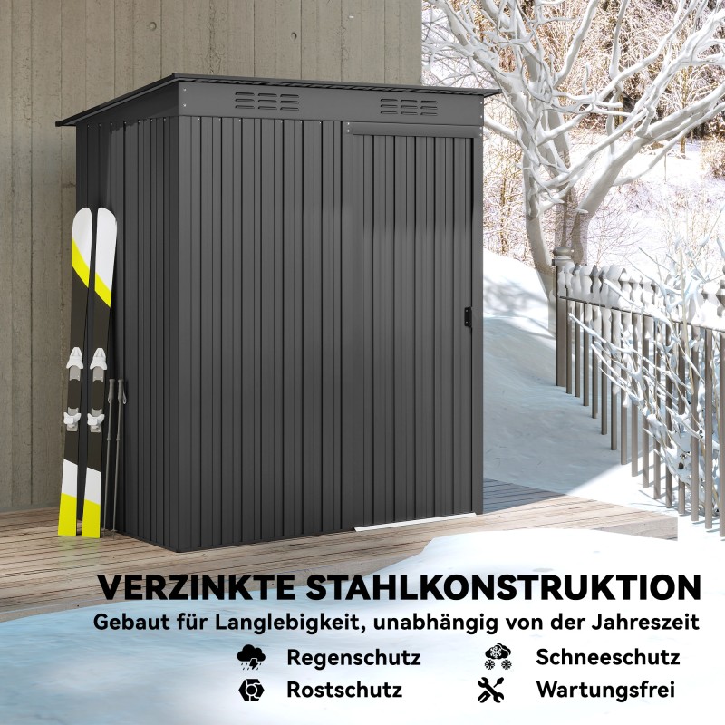 Metallinen pihavarasto 1,37 m² galvanoitu teräs liukuovi tummanharmaa