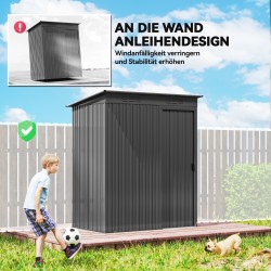 Metallinen pihavarasto 1,37 m² galvanoitu teräs liukuovi tummanharmaa