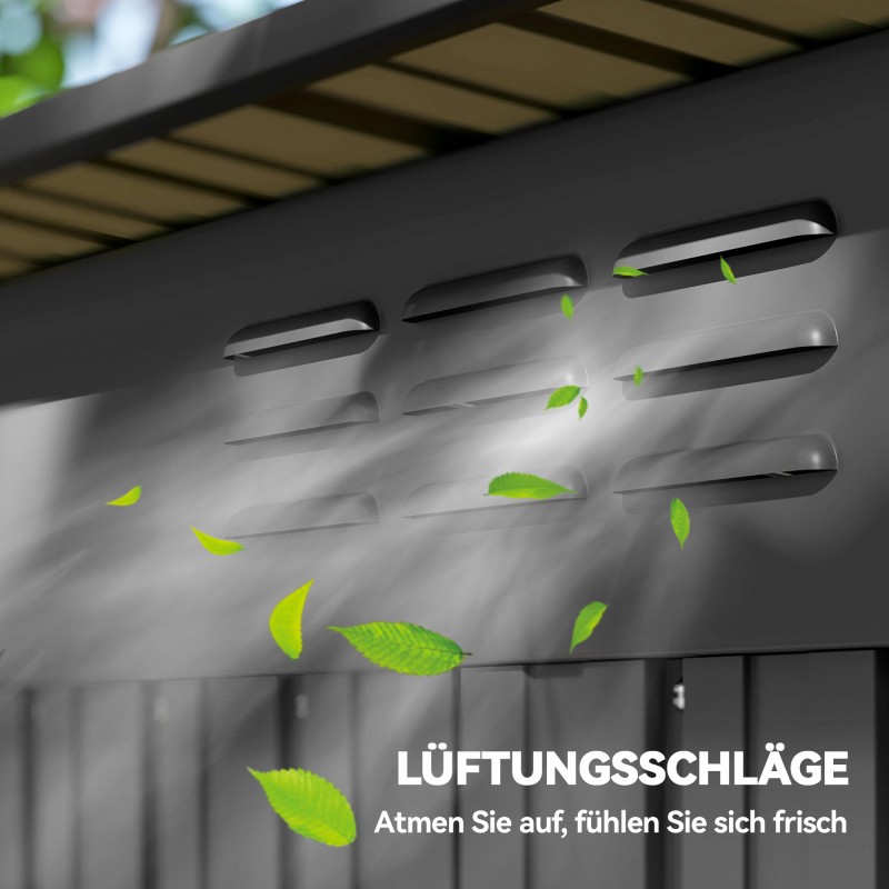 Metallinen pihavarasto 1,37 m² galvanoitu teräs liukuovi tummanharmaa