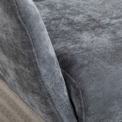 Lepotuoli ja jalkarahi olohuoneeseen, korkea selkänoja, metallijalka, kangasverhoilu, harmaa