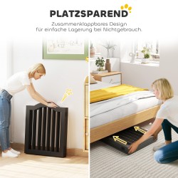 Koira-aita pienille koirille, vapaasti seisova, 4 paneelia, puu/MDF, 208 x 29,5 x 61 cm, musta