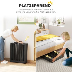 Koiraportti pienille koirille, vapaa seisova puinen taitettava 5-paneelinen, 261,5 x 29,5 x 61 cm, musta