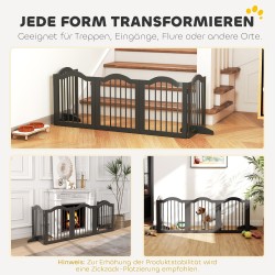 Koiraportti pienille koirille, vapaa seisova puinen taitettava 5-paneelinen, 261,5 x 29,5 x 61 cm, musta