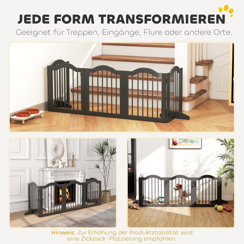 Koiraportti pienille koirille, vapaa seisova puinen taitettava 5-paneelinen, 261,5 x 29,5 x 61 cm, musta