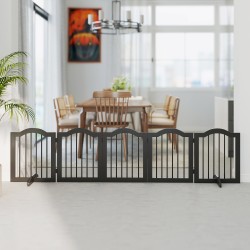 Koiraportti pienille koirille, vapaa seisova puinen taitettava 5-paneelinen, 261,5 x 29,5 x 61 cm, musta