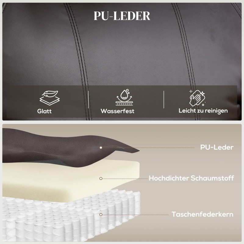 Sähköinen lepotuoli ylösnousuavulla, keinonahka, mukitelineet ja sivutaskut, tummanruskea