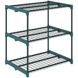 Kukkateline 3 tasoinen teräksinen kasviteline sisä ja ulkokäyttöön 72 cm tummanvihreä