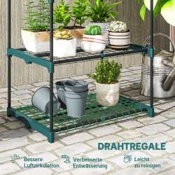 Kukkateline 3-tasoinen teräksinen kasviteline sisä- ja ulkokäyttöön 72 cm tummanvihreä