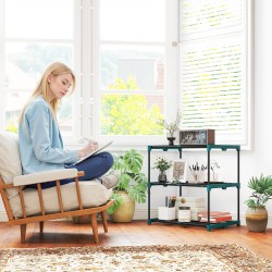 Kukkateline 3-tasoinen teräksinen kasviteline sisä- ja ulkokäyttöön 72 cm tummanvihreä