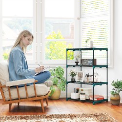 Kasviteline 4-tasoinen, teräs, 105 cm, sisä- ja ulkokäyttöön, tummanvihreä