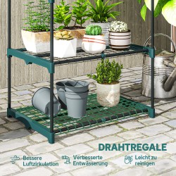 5-tasoinen kukkateline sisä- ja ulkokäyttöön, terästä, 67 x 49 x 138 cm, tummanvihreä