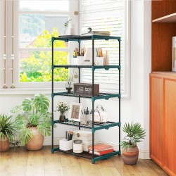 5-tasoinen kukkateline sisä- ja ulkokäyttöön, terästä, 67 x 49 x 138 cm, tummanvihreä