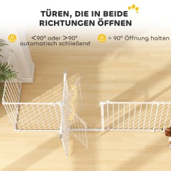 Lemmikkiportti koirille, 8-paneelinen taittuva turvaportti, teräs ja muovi, 75 cm, valkoinen