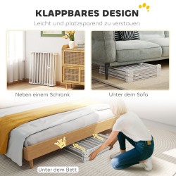 Lemmikkiportti koirille, 8-paneelinen taittuva turvaportti, teräs ja muovi, 75 cm, valkoinen