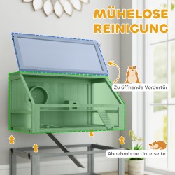 Hamsterihäkki pieneläimille puu 3 tasoa syvä pohja 80x50x76 cm vaaleanharmaa