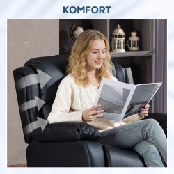 Hierontatuoli lämpö- ja keinutoiminnolla, keinonahka, kääntyvä, 135 kg, musta